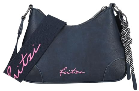 Fritzi Cross Lou Blue Crossbody Damen Umhängetasche Schultertasche Handtasche Alltagstasche Lederimitat Reißverschluss Tragegurt Freizeittasche Alltag Reisen Freizeit 26 x 22 x 10 cm, Blau