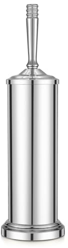 Chrome Toilet Brush and Holder Set, Stainless Steel Toilet Brush for Bathroom,Heavy Duty Toilet Bowl Brush and Holder,Deep Cleaning Modern Toilet Cleaner Brush -Space Saving, Covered Brush
