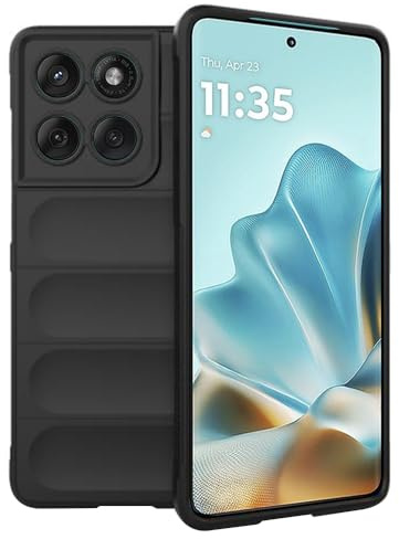 Techsuit für Motorola Edge 60, Edge 60 Fusion Hülle mit Premium Materialien, Stoßfest, Staubschutz, Kratzfest, Weiche Samtauskleidung, Schlankes Profil, Magic Shield Series, PC TPU Hybrid, Schwarz
