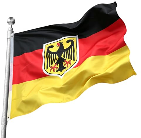 Deutschland Flagge mit Adler, Deutschland Fahne 90x150cm, Wetterbeständige Fahne mit 2 Messingösen, Deutscher Unterstützer Flaggen, Doppelt Genäht für Sport und Feierlichkeiten