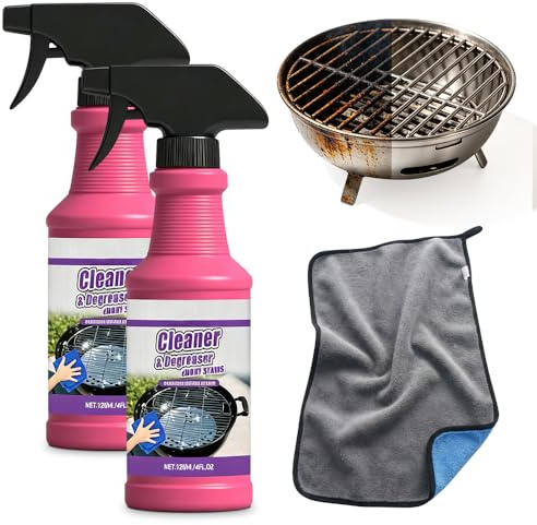 Fast-Acting Heavy-Duty Grill Degreaser Spray, 2026 New BBQ Grill Cleaner for Outdoor Grills, Oven Cleaner Heavy Duty for Kitchen, Multi-purpose Cleaner for Remove Grease (2PCS)