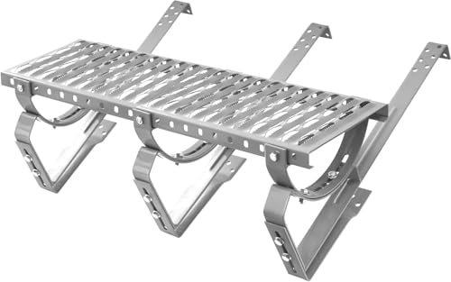 Komplett Laufrost 1500 mm für Schornsteinfeger Steigtritt für Dachziegel und Biberschwanzziegel zum Einhängen Dachtritt inkl. Montagematerial, 10 Farben (RAL 9006 - Silber)