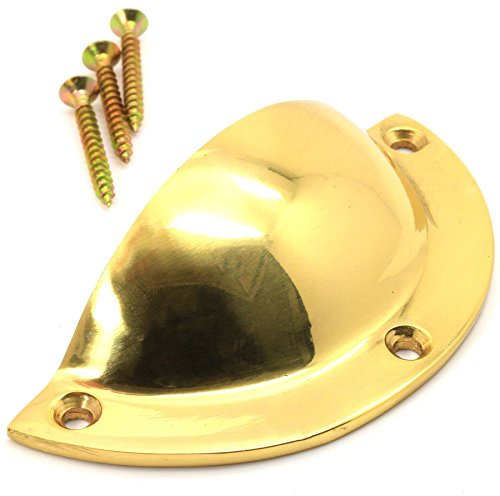 10x Kitchen Cabinet 80mm Door Handles - Solid Brass Large Cup Pull Shells