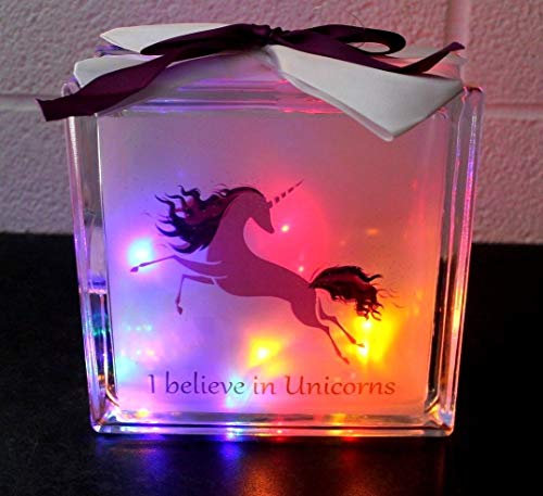 The Good Life Lámpara LED de cristal con diseño de unicornio, luz nocturna