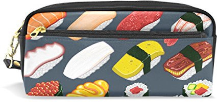 Eslifey Japanische Sushi tragbare Tasche PU Leder Schule Stifteetui Stationäre Bleistifttasche für Kinder Wasserdicht Kosmetik Tasche Make-up Beauty Case