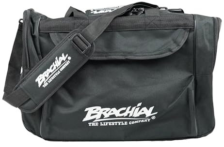 Brachial Premium Herren Sporttasche Heavy Schwarz Wasserabweisend mit Schuhfach und Trageriemen - Reisetasche Fitnessstudio