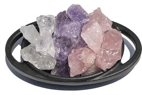 MKÖPKE Amethyst Bergkristall Rosenquarz Rohsteine - 6er-Set natürliche Edelsteine Edelsteinwasser