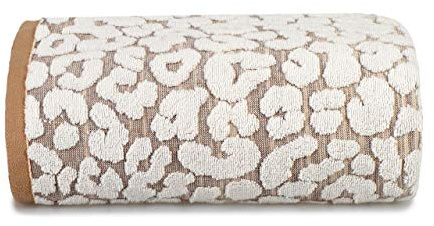 Allure Leopard Bath Towel, 100% Cotton, Luxury Jacquard Print, Soft & Absorbent, 70cm x 125cm (Natural)