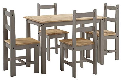 Mercers Furniture Corona Grey Wax Budget Dining Table and 4 Chairs