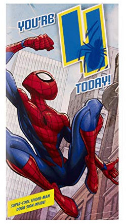 Hallmark Geburtstagskarte zum 4. Geburtstag und Anstecker – Spider-Man-Design