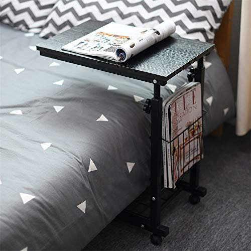 sogesfurniture End Table,Portatile Tavolo Laptop con Ruote,Tavolino,Compatto Tavolo per PC Notebook Tavolino per caffè Tavolino da Scrivania,Altezza Regolabile,Nero BHEU-C6-BK