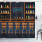 ABAKUHAUS Bar Duschvorhang, Bar Stühle Cocktailflaschen, Stoffliches Gewebe Badezimmerdekorationsset mit Haken, 175 x 200 cm, Braun Blau