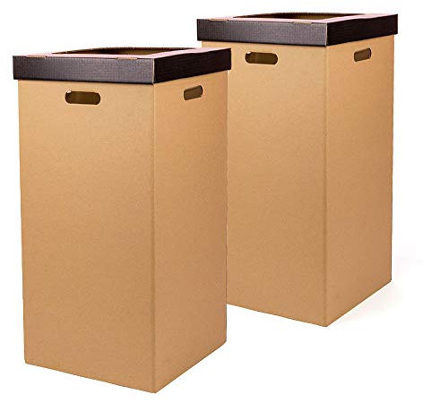 Corbeille en Carton, Poubelle avec Couvercle, Couleur Noire, Dimensions 34,2 x 34,2 x 68 cm, Pack de 2 unités