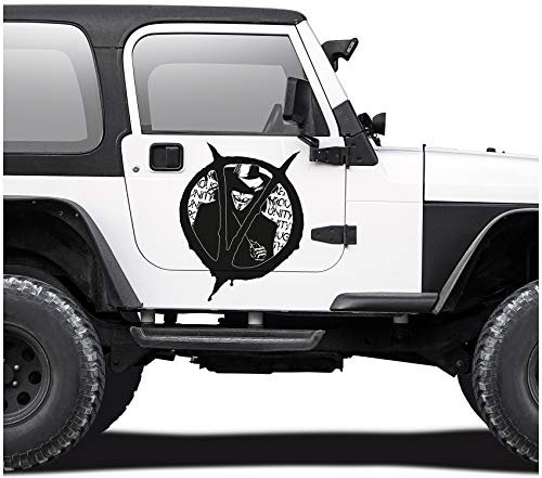 Finest Folia V wie Vendetta Aufkleber 57x75cm Autoaufkleber für PKW Auto LKW Motorrad Kfz Zubehör Aufkleber Sticker Selbstklebend Dekor KX020 (Schwarz Glanz)