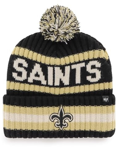 '47 NFL New Orleans Saints Unisex Bering Bobble Winter Hat, Team Logo, Farbe Schwarz