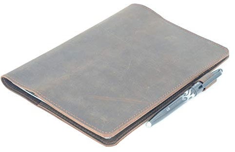 JJNUSA Kompatibel mit Rocketbook Cover handgefertigtes Notizbuch aus echtem Leder für Everlast, Fusion, Wave Moleskin A4 mit Stiftschlaufe und Kartenhalter Briefe 27,9 x 21,6 cm Dunkelbraun