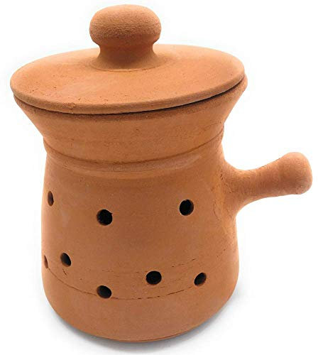 Asador de CASTAÑAS artesanal de barro refractario natural 25 x 25 cm