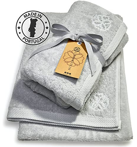 Liebenstein® [2er Set Premium Saunahandtuch - in hellgrau - 70x200 cm - aus feinster Baumwolle mit 625 g/m² - außergewöhnlich weich und saugstark (hellgrau)