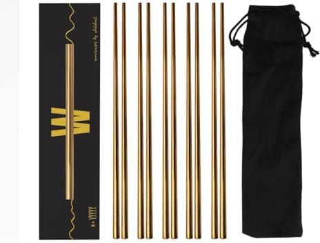 WHATAKANT - Sumoringer Stainless Steel Chopsticks | Set of 10 in Gold | Sustainable & Reusable Sushi Sticks with Velvet Bag to Go | Japanese Chopsticks Dishwasher Safe | 23 cm Length