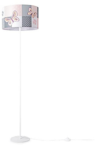 Paco Home Stehlampe Kinderzimmer Lampenschirm Rund Stofflampe Stehleuchte Baby Bunt E27 Kariert Regenbogen Mit Kabel, Farbe:Design 1 (Ø38 cm), Leuchtenart___Farbe:Stehleuchte Einbein - Weiß