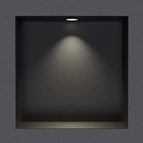 BERNSTEIN® Wandnische aus Edelstahl NT203010X randlos mit LED-Beleuchtung– 20 x 30 x 10 cm – Duschablage für Bad-Utensilien - befliesbare Duschnische in der Farbe Schwarz, LED-Einbaurahmen in Schwarz