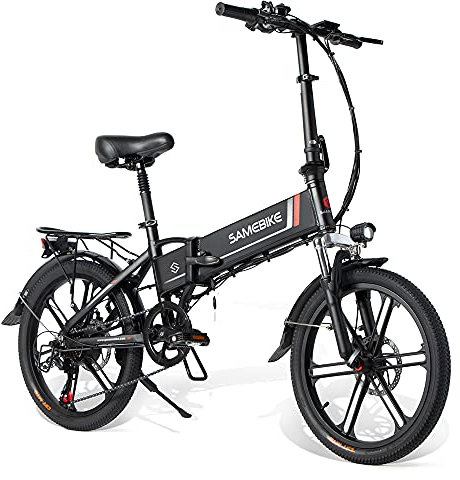 SAMEBIKE Folding 20 Electric City Bike with Removable 48V 10.4AH Lithium Battery for Adults, Folding Electric Bicycle Commuter Ebike with 7 Speed Shifter Bicycle Quick Delivery