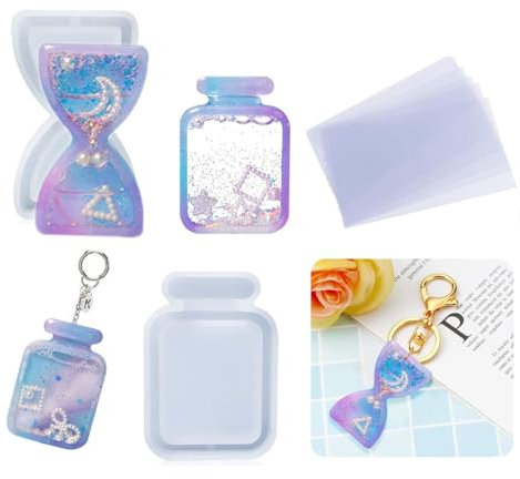 Koonafy 2 Stück Silikonformen Schlüsselanhänger Gießformen Schmuck Epoxidharz Formen Silikon Treibsand Resin Shaker Mould für DIY Schmuckherstellung Anhänger