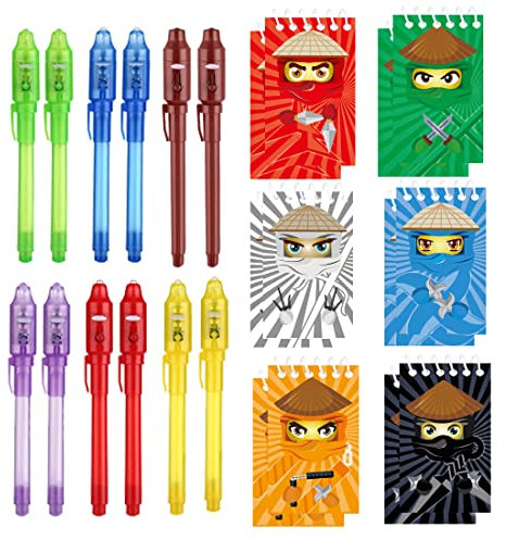 jiaoohoo 12 Stylo UV et 12 carnet,anniversaire ninjaoo Giveaways Anniversaire enfants filles et garçons Cadeaux d'anniversaire enfants, calendriers l'avent et petits cadeaux enfants