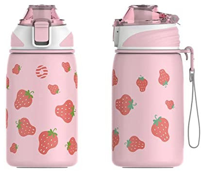 Fjbottle Borraccia Termica per bambini 400ML - Senza Perdite/Senza BPA, Bottiglia termica acciaio inox per scuola, asilo