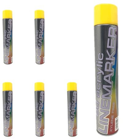 LineStar x1 6x 12x x20 Aerosol Floor Line Marker Spray Paint Yellow White. Bundle. Ideal for Schools, Sports Surfaces, Industrial Marking or Safety Marking or Line Marker Machines (Yellow X6 750ml)