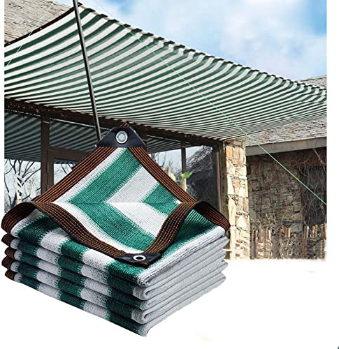 ZHJSHOU Teli Ombreggianti Da Esterno,Rete Ombreggiante Antistrappo,Tenda da Sole Crittografia a 12 Pin,per Esterno, Giardino e Terrazza, Piscina,Verde Bianco,8X10m