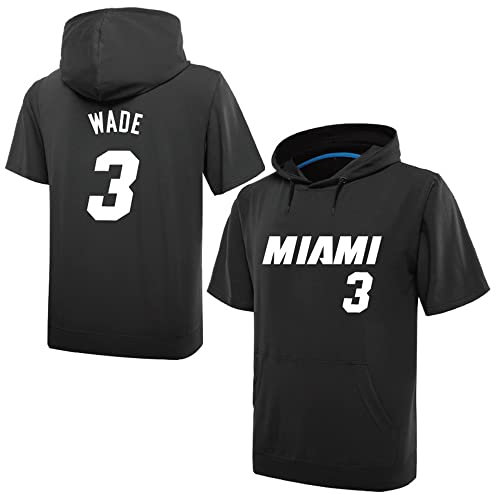 Gilet Unisex Pullover Basketball Clothing Heat Black Sweatshirt Men Sports NBA Short Sleeve Outdoor Casual Hooded Short Sleeve, 3XL
