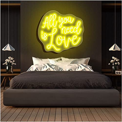 LED Neon Sign All You Need is Love LED Light Board Signs Personalized Large LED Acrylic Light Up Neon Sign For Bedroom For Wall Decor Wedding Bar Party Outdoor Happy