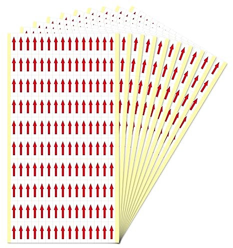 YIKIADA 1500 Stück Rot Pfeil Aufkleber Selbstklebende 30 × 10 mm Produktfehlern Etiketten - Klein Markung für Produkte Inspektionsfehler