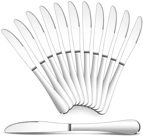 HaWare Tafelmesser 12 Stück, Edelstahl Frühstücksmesser Buttermesser, 23cm Bestck Messer Menümesser Set für Haus/Restaurant/Hotel, Hochglanzpoliert & Spülmaschinenfest