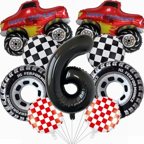 Yunchu Online Luftballon Auto Geburtstag Kit Monster Truck Cars Geburtstagsdeko Junge 6. Truck Geburtstag Dekoration Auto Thema Party Dekorationen für Monster Truck Rennen Auto Theme Party Supplies