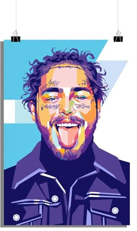 25 Artstreet Post Maloneposter | Musiksensation | Malone Kunst | Pop Art Porträt | Promi Wanddekoration | Popkultur Ikone | Musikplakat | Perfekt zum Einrahmen (50x70)