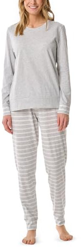 Schiesser Damen Casual Essentials Pyjamaset, Silbergrau-Mel._181746, 36 EU