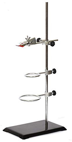 Plmvhpb Soporte de Metal para Laboratorio, Abrazadera de Bureta Forrada de Corcho con 2 Anillos de Retorta (2 Pulgadas, 3 Pulgadas de DiáMetro)