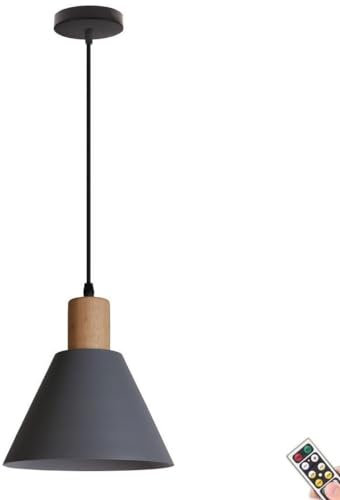 Rechargeable Pendant Light with Remote & Blub, Farmhouse Battery Operated Pendant Lighting, Modern Wireless Ceiling Hanging Chandelier Fixture for Kitchen Island Dining Table Living Room Bedroom Study