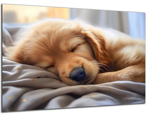 Munera Design - Bild 56x84 - schlafender Hund Welpe Golden Retriever - Wand-Bilder Wohnzimmer