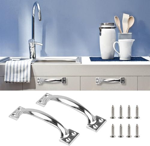 Jolan 2 Stück Handgriff Schrankgriffe,Küche Bad Edelstahl Griffe Knöpfe,Schubladengriffe,Innen Türgriff,Ersatz Möbelgriffe,Scheunentor Griff Mit Schrauben,Schiebetürgriffe,150mm(5.91in)