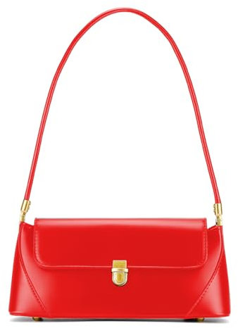 ZOUIQSS Umhängetasche für Damen Vintage-Geldbörse modisch klassisch veganes Leder Clutch Retro-Handtasche mit Schnallenverschluss(Rot)