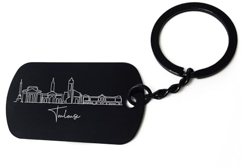 ENTROPIJA toulouse Skyline Porte-clés de voyage et tourisme gravé au laser Noir, Noir , taille unique