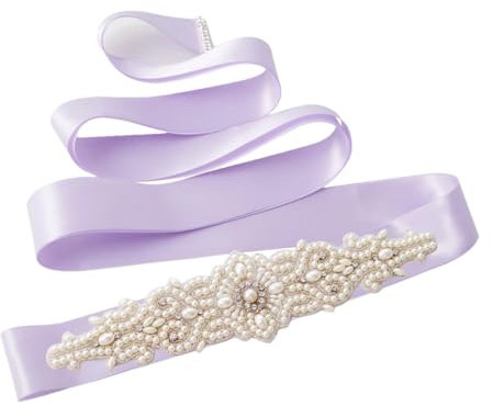 Dcvmvmn Cinture da sposa da donna gioielli da sposa strass perla cristallo scintillante partito formale fascia, Viola, silver