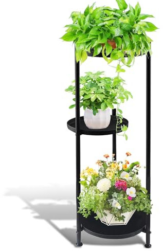 Metal Flower Shelf Indoor Outdoor, 3 Tier Plant Stand, Tall Plant Holders for Multiple Plants, Corner Flower Stand Rack for Patio Garden Living Room Balcony Bedroom