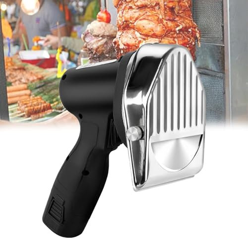Kindevieft Couteau à Doner Kebab Automatique, Trancheuse De Kebab éLectrique sans Fil avec 2 Lames, Trancheuse De Kebab Turque, Machine De DéCoupe De Viande pour Shawarma, Doner Kebab