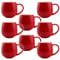 myGrtfam Ceramic Coffee Mugs Set of 8 for Latte Cappuccino Stoneware Cup Ice Cream Hot Chocolate 12oz Round (Red)