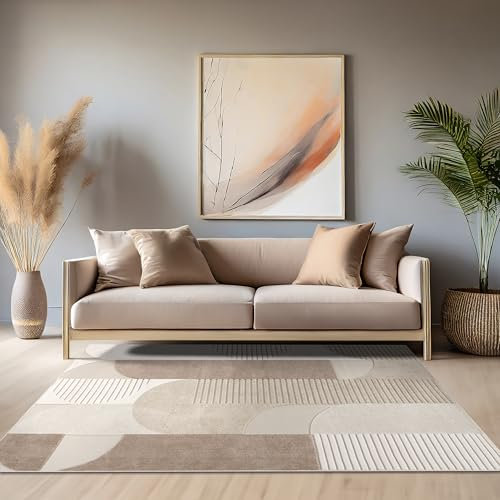 Paco Home Teppich In- & Outdoor, Moderne abstrakte Boho Designs mit 3D Struktur, robust & wetterfest, ideal für Terrasse Wohnzimmer & Küche, Grösse:120x170 cm, Farbe:Beige 2