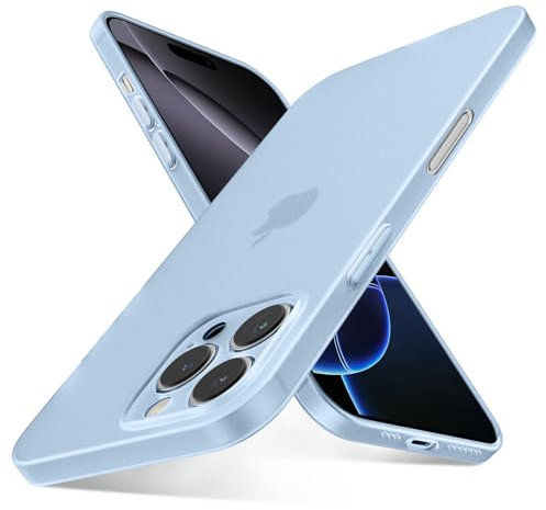 QLTYPRI Ultra Thin Case for iPhone 16 Pro Max with Full Coverage Camera Protection, Translucent Matte Slim Lightweight Soft Silicone TPU Bumper Shockproof Phone Case Cover for iPhone 16 Pro Max – Blue